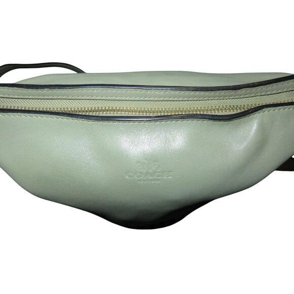 COACH 2014 Bleecker Gun Metal Grommets Hardware in Sage Green Leather Duffel Bag - Picture 6 of 12
